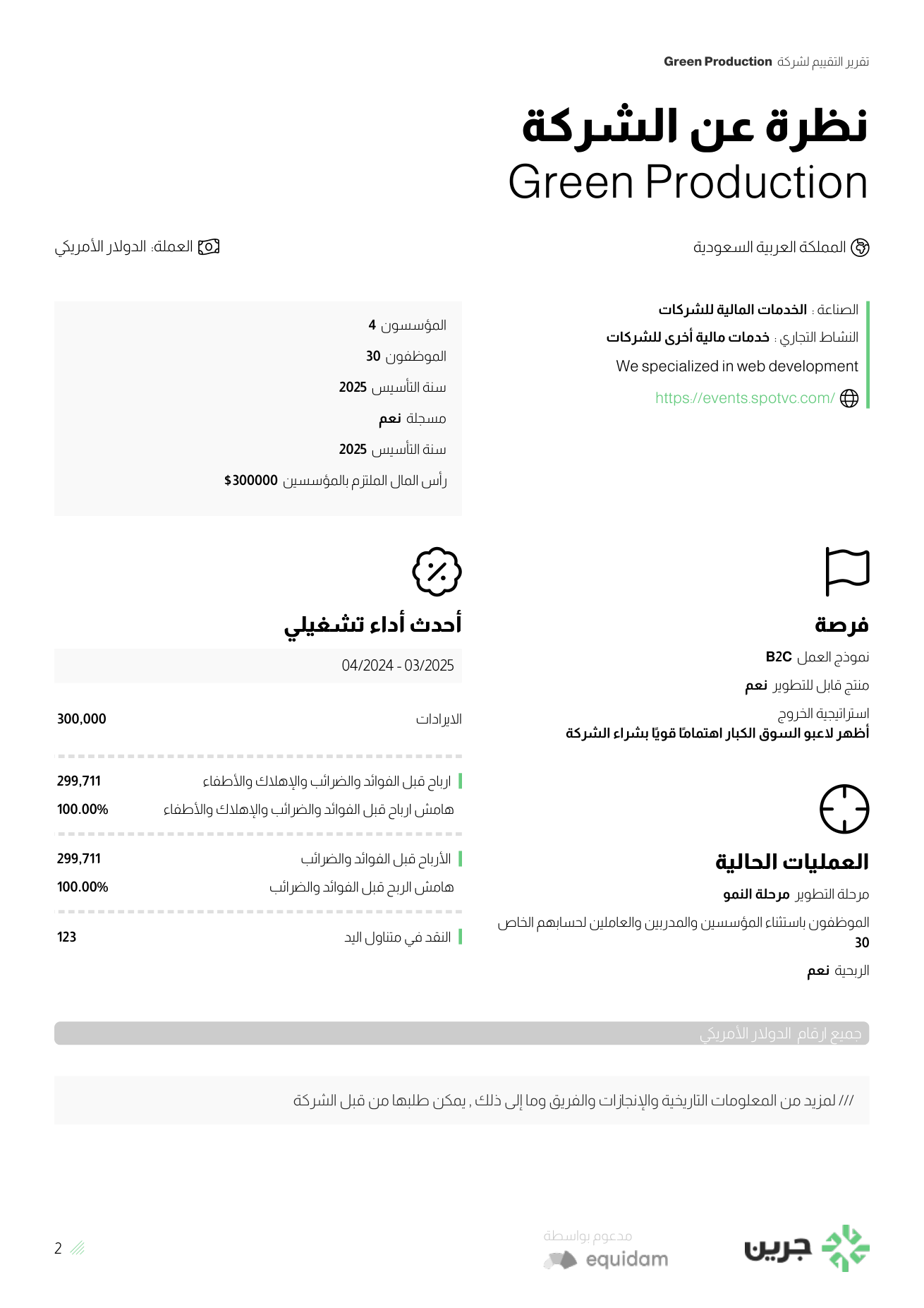 Sample valuation report — company overview